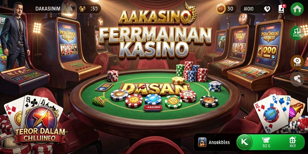 Tangkapan layar gameplay AAKASINO menunjukkan suasana horor yang mencekam.
