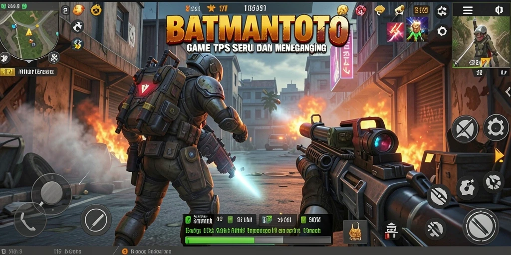 Gambaran gameplay seru dalam BATMANTOTO dengan aksi TPS yang mendebarkan.