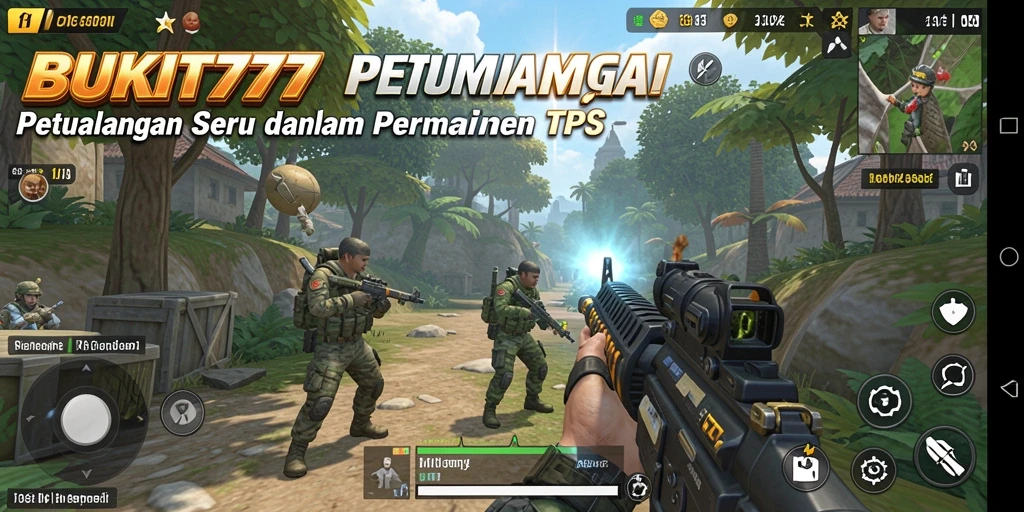 Tangkapan layar utama BUKIT777 menampilkan aksi pertempuran TPS yang mendebarkan.