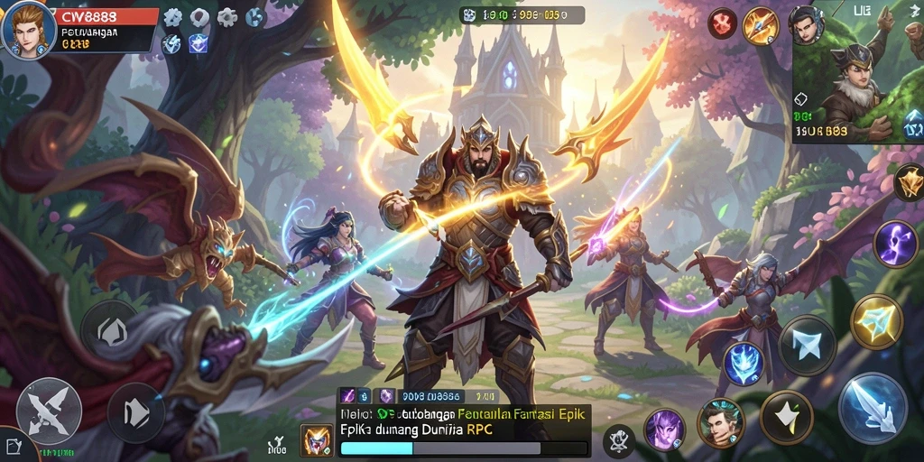 Gameplay CW8888 menampilkan pahlawan dalam petualangan epik di dunia RPG.