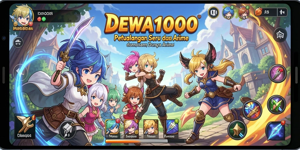 Screenshot gameplay DEWA1000 menampilkan karakter anime dalam pertarungan seru.