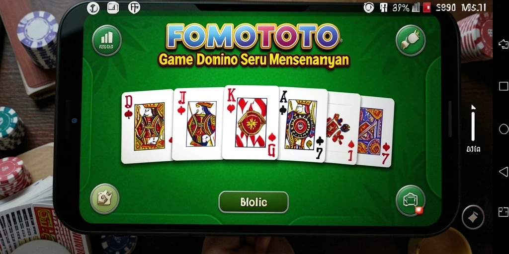 Screenshot FOMOTOTO menunjukkan aksi seru dalam permainan Domino.