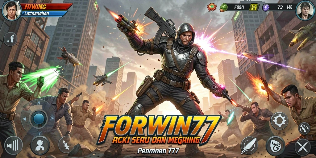 Tampilan gameplay aksi yang mendebarkan di FORWIN77.