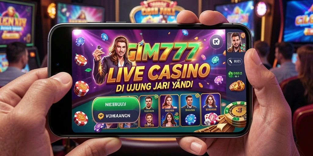 Screenshot GIM777 menampilkan dealer langsung dan permainan roulette yang mendebarkan.