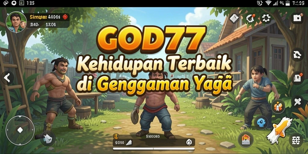 Tangkapan layar gameplay GOD77 yang menunjukkan interaksi karakter.