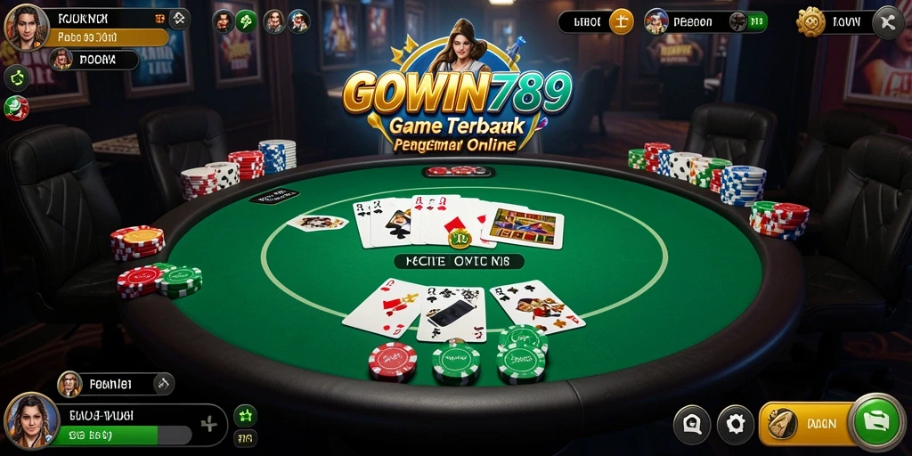 Screenshot gameplay GOWIN789 menampilkan suasana permainan poker yang seru.