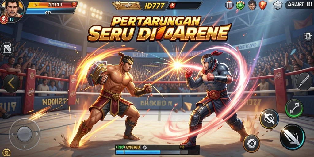 Tangkapan layar utama menampilkan aksi pertarungan yang mendebarkan.