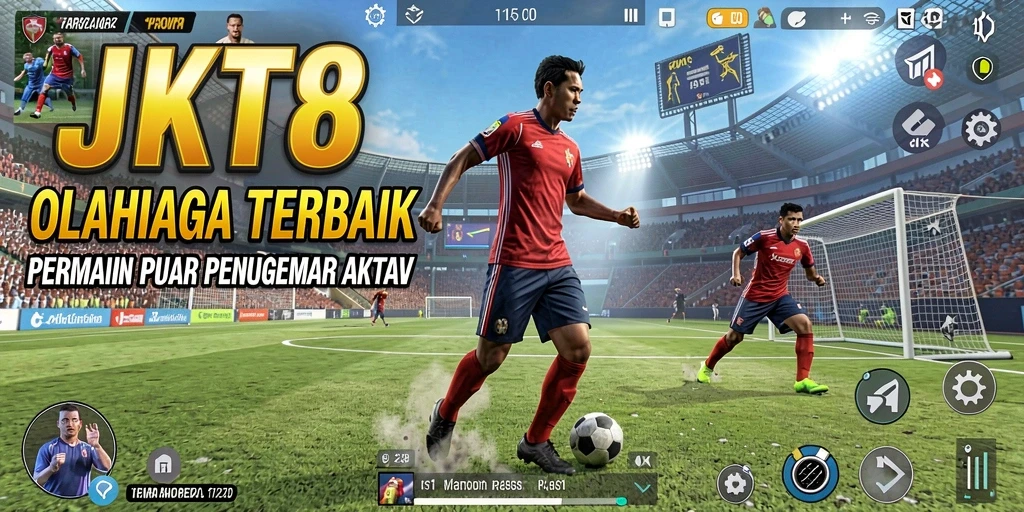 Tangkapan layar gameplay <strong>JKT8</strong> yang menunjukkan aksi olahraga yang intens.