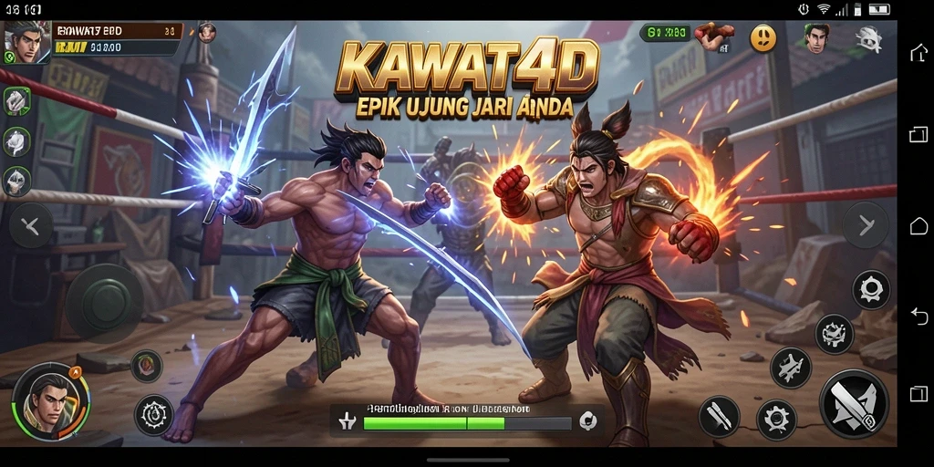 Gameplay KAWAT4D menunjukkan pertarungan epik antara karakter-karakter yang kuat.