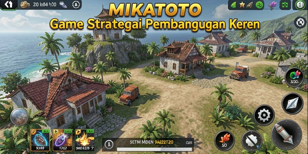 Screenshot gameplay MIKATOTO yang menampilkan pembangunan dan strategi.
