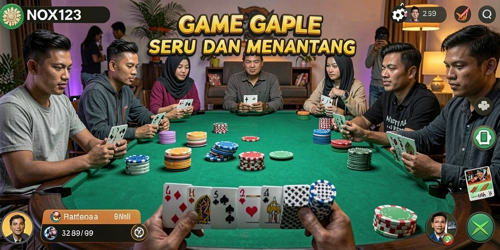 Tampilan gameplay Gaple yang seru dan interaktif dalam NOX123.
