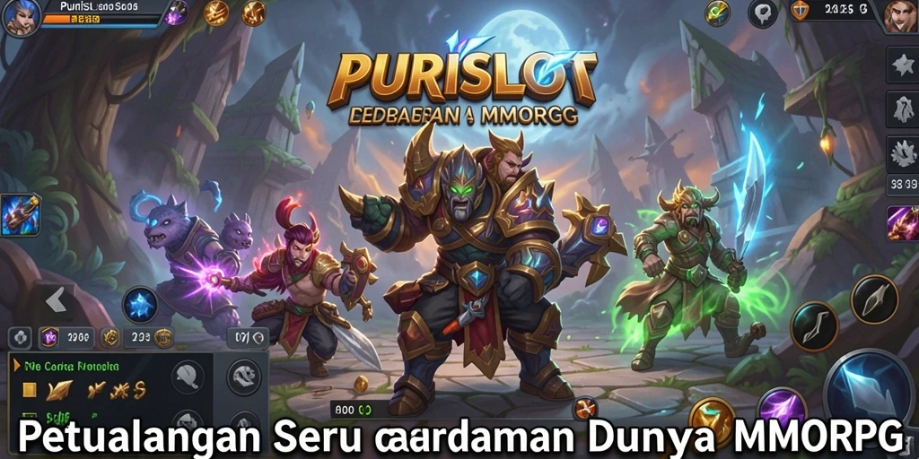 Tampilan asyik dari gameplay MMORPG PURISLOT yang penuh warna.