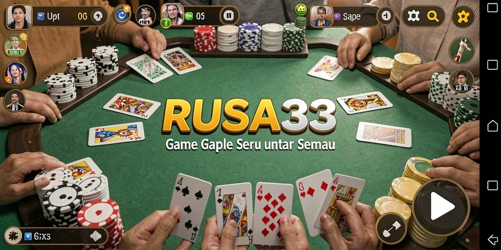 Screenshot menunjukkan gameplay seru dan kartu Gaple yang menarik.