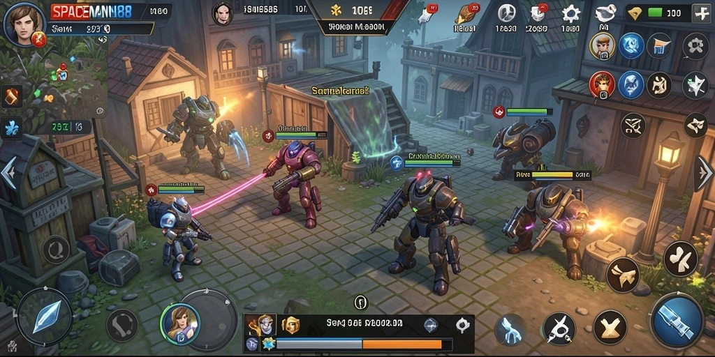 Screenshot SPACEMAN88 menampilkan pertempuran strategis yang intens