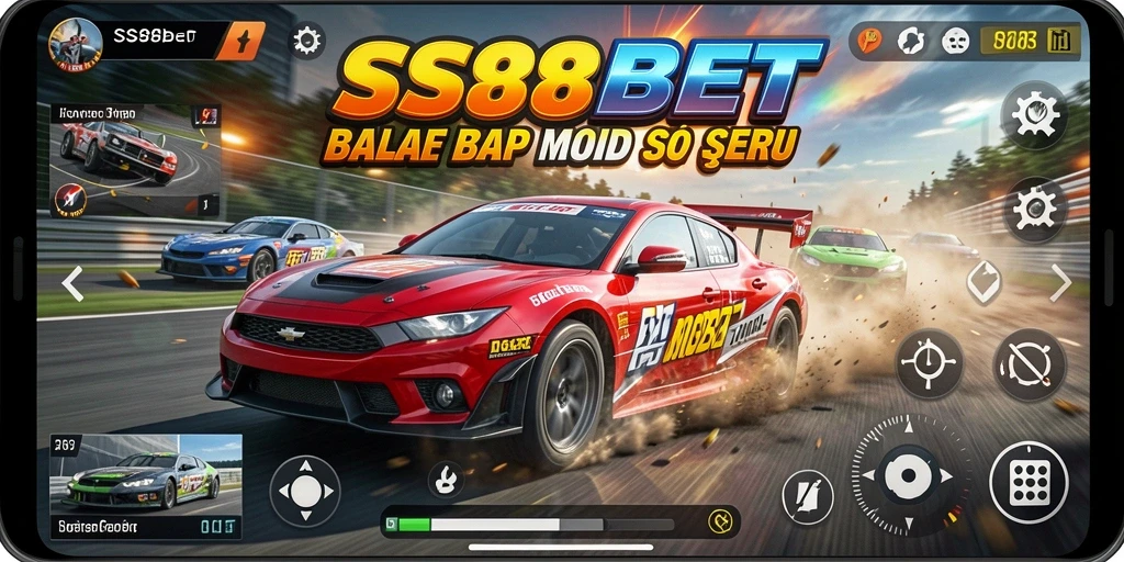 Tampilan gameplay balap mobil yang mendebarkan di SS88BET.