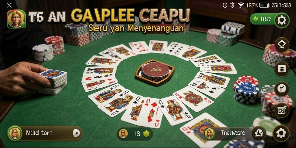 Tampilan gameplay T6 yang seru dan menantang dalam permainan Gaple.