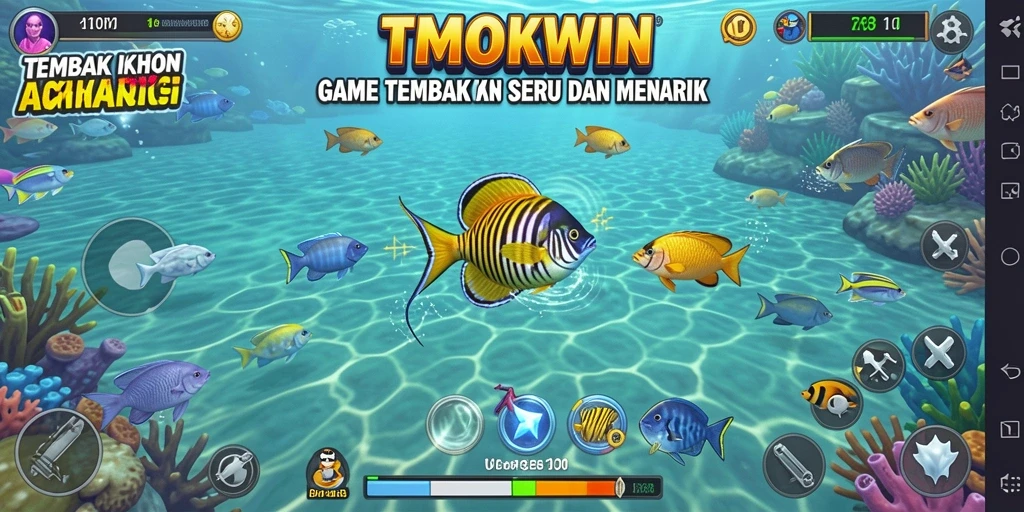 Screenshot gameplay TMOKWIN menampilkan aksi menembak ikan yang seru.