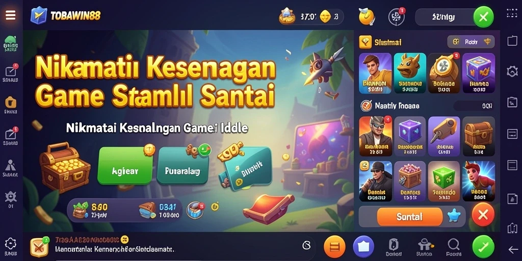 Screenshot menampilkan gameplay seru TOBAWIN88 dengan karakter yang berkembang.
