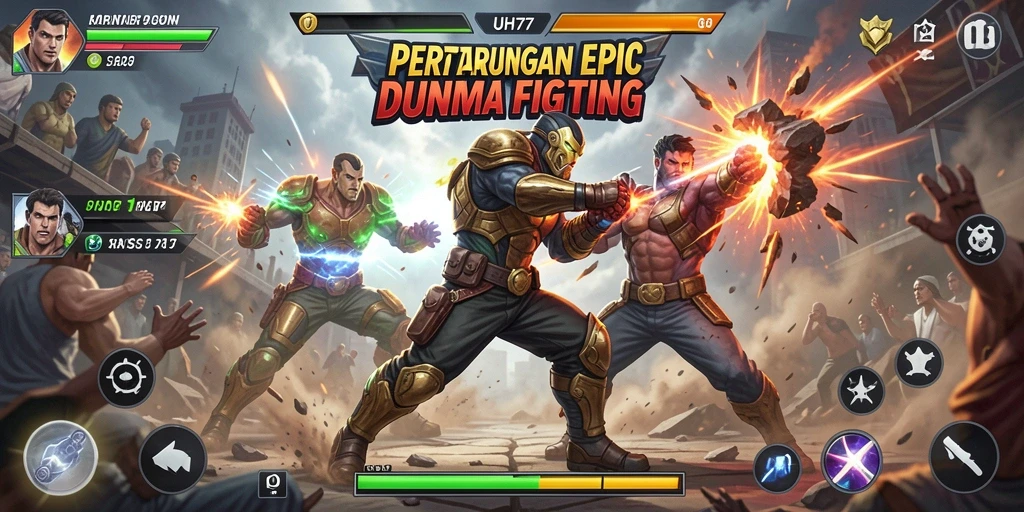 Tangkapan layar UH77 menampilkan aksi pertarungan yang mendebarkan dan seru.